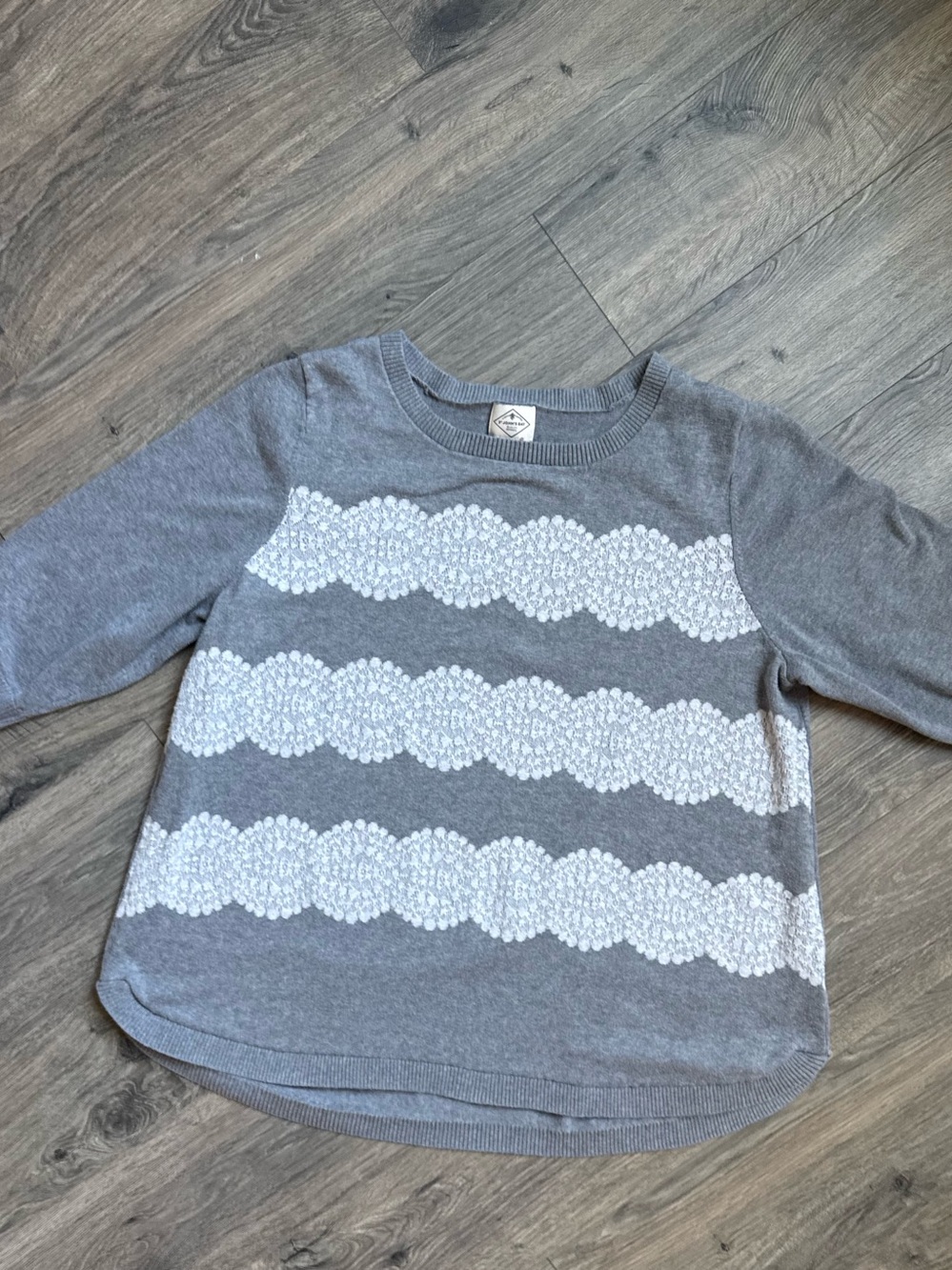 St. John’s Bay Curvy Women’s 2X Gray White Textured Stripe Cotton Sweater Top
